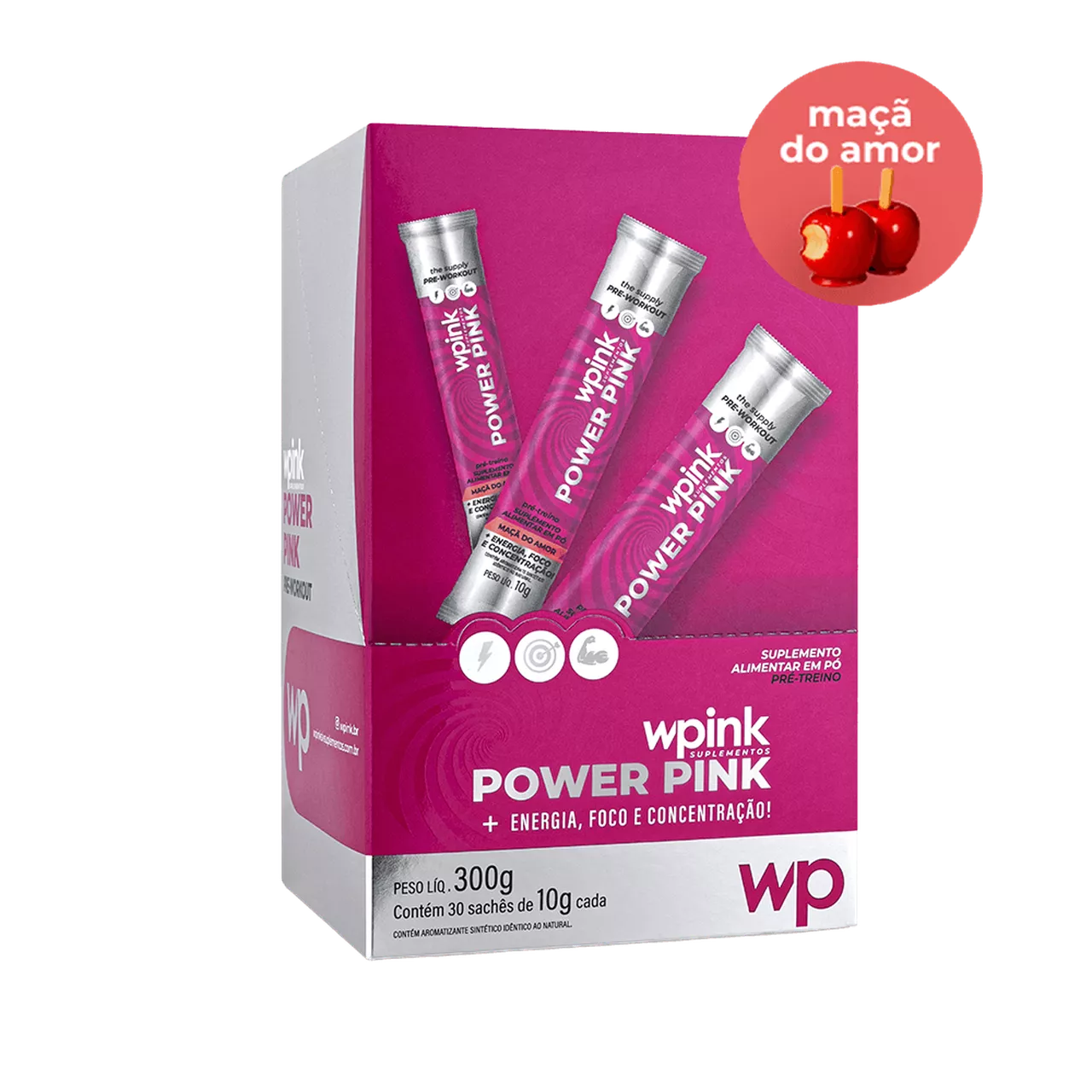 power pink de maçã do amor - pré-treino - 300g - wp